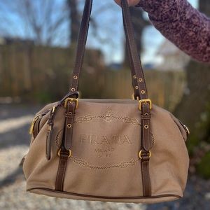 Prada Nylon + Leather Brown Bag